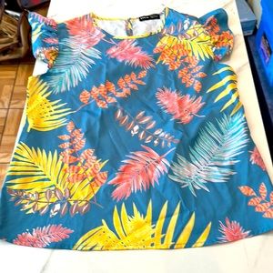 Shein light blue floral blouse, medium.